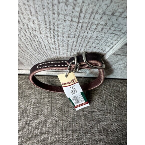 Coastal Pet Circle T Brown Dog Puppy 2103 Stitched Leather Collar Size 12" - Picture 3 of 4